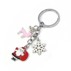 Santa Claus de Navidad de plata Color Multicolor árbol de copo de nieve de esmalte llavero - Product Image 4