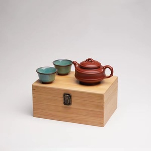 Bamboo Tea Set <b>Storage</b> <b>Box</b> With <b>Lockable</b> Lid For Teapot And Cups Rectangle Shape Gift Craft Use - Product Image 1