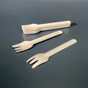 Customized Logo Natural Biodegradable Bulk 100% Bagasse Spoon Forks Knives Disposable Sugarcane Paper Cutlery Set Disposable