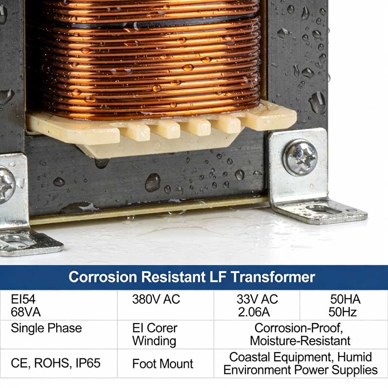 Transformateur LF résistant à la corrosion EI54 68VA 380V 33V 50Hz CE