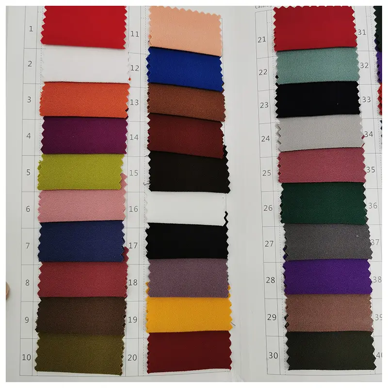 NO MOQ elastische habijabi stoff 96% polyester 4% spandex 4 way stretch moos krepp bekleidungs stoff