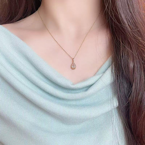 Pendentif en or 18 carats avec diamant <span class=keywords><strong>rose</strong></span> de laboratoire, minimaliste, tendance, polyvalent, en forme de goutte d'eau, avec chaînes élégantes et breloque délicate - Product Image 4