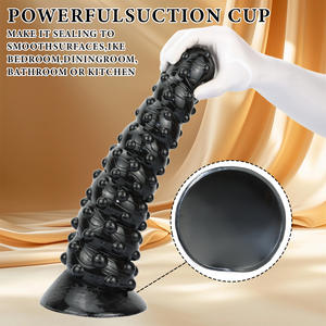 Plug anal géant en PVC à ventouse, extra large, fileté, pour stimulation du point G, avec picots pour la zone postérieure féminine, et perles de traction pour hommes gays - Product Image 3