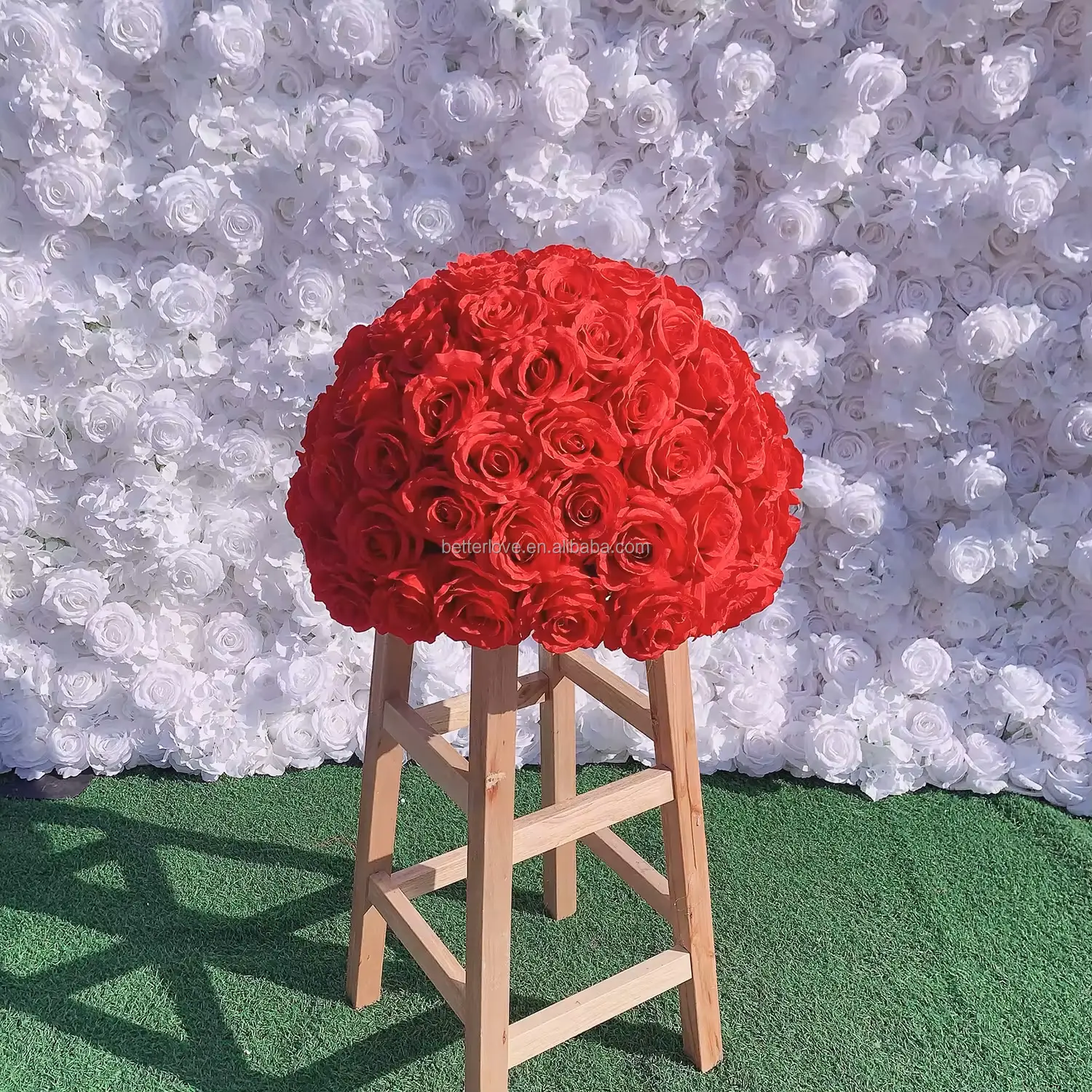 betterlove red flower balls wedding centerpieces chrysanthemum bouquet for wedding decoration artificial green