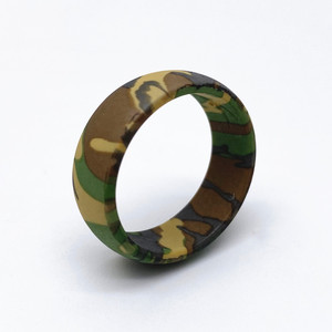 Cincin Kawin Silikon Unisex Motif Kamuflase Kotak-kotak Desain Cetak, Gaya Pribadi Lembut, Laris di Eropa dan Amerika untuk Pria - Product Image 5