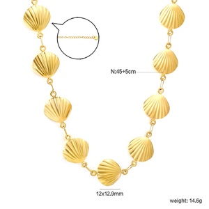Collar de Moda de Verano Personalizado, Colgante de Acero Inoxidable, Chapado en Oro de 18K PVD, con Dijes de Concha, para Mujer - Product Image 2
