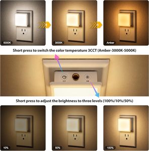 ไฟกลางคืนขนาดเล็ก 0.3W รูปทรงสี่เหลี่ยม พร้อมเซ็นเซอร์ตรวจจับแสงอัตโนมัติ ไฟ LED เสียบปลั๊ก ใช้ได้กับเด็กทารก เด็ก และผู้ใหญ่ - Product Image 5