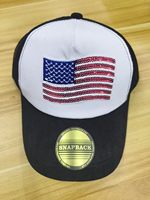 Gorra Snapback con Parche de Bandera Americana de Lentejuelas, Gorra Trucker de Malla Azul Premium para Hombre con Visera de Gamuza, Gorra de Béisbol Patriótica a la Moda