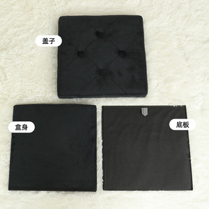 Custom <b>Storage</b> <b>Stool</b> Adult Size Black Velvet Home Ottoman With Lid And Base For Daily Use - Product Image 1