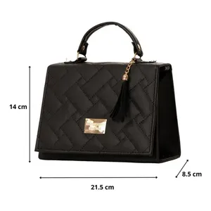 Bolso Bandolera Negro Fana Preciosa Nala, Cuero PU Acolchado, Cierre de Cremallera, Estilo Vintage, Uso Diario - Product Image 4