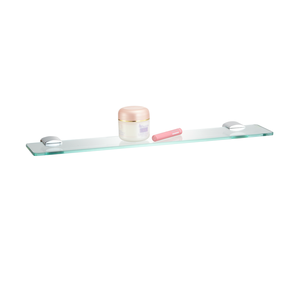 Estante de Baño Moderno de Vidrio Cromado con Base de Aleación de Zinc, Montado en la Pared para Uso en el Hogar y Hoteles - Product Image 4