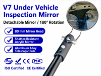 Espejo de Inspección V7 para Debajo del Vehículo, Redondo, Acrílico, Giratorio, Telescópico, Portátil y Reflectante para Fábrica o Taller