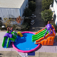 Château gonflable commercial durable en PVC, toboggan aquatique, parc aquatique, parcours d'obstacles, piscine, divertissement extérieur, 100-500 kg