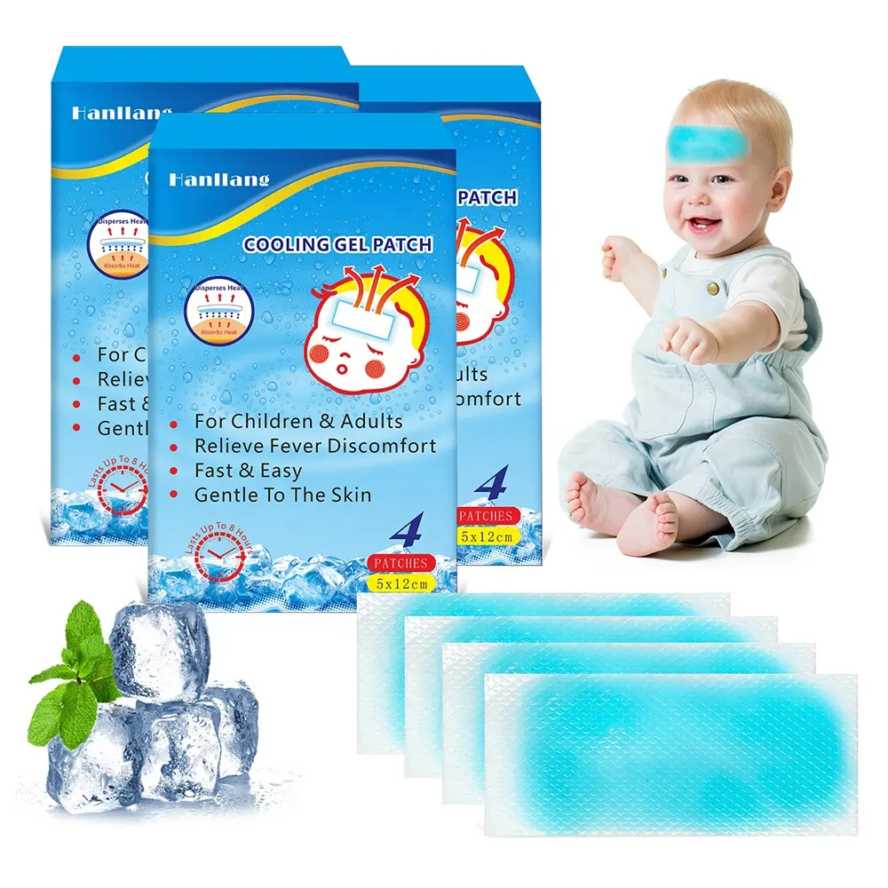 Ice Cooling Patch Fever Discomfort Forehead Strips Fever Relief Headache Pain for Baby Kids Adults Cooling Sticker