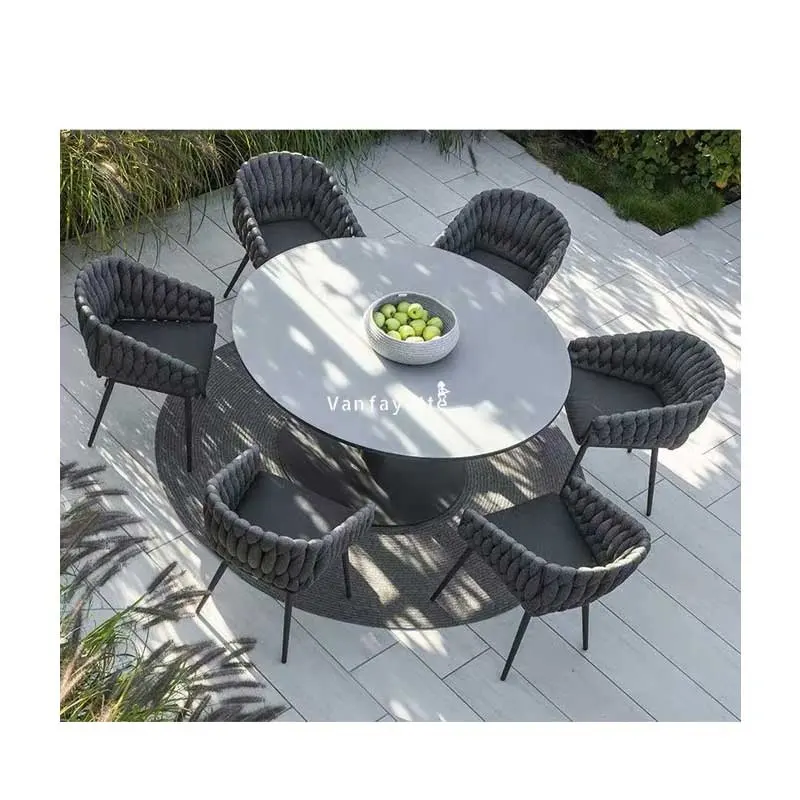 Garden Furniture Dining Sets Patio Dining Chairs Set of 6 Table Patio Dining Table and Chairs Woven Rope Outdoor Furniture
