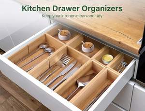 Multi-functional Kitchen <b>Drawer</b> Organizer Bamboo <b>Drawer</b> Organizer Set for Silverware Flatware Kitchen Utensils and Office - Product Image 4