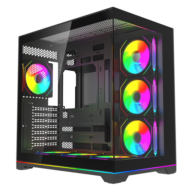 High Dustproof Quality Chasis Front Panel Glass RGB Strip Temperature Display Dustproof Outdoor PC Gaming Anime Computer case