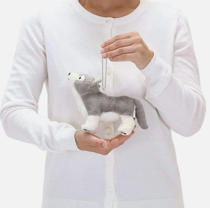 Personalizzabile basso MOQ portachiavi giocattolo morbido peluche Husky <span class=keywords><strong>cane</strong></span> <span class=keywords><strong>lupo</strong></span> in feltro di cotone Nylon PP luce caratteristica con fodera in rete - Product Image 6