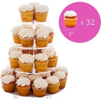 Tatakan Kue Akrilik 4 Tingkat Ramah Lingkungan, Menara Dessert untuk Pernikahan & Pesta Teh, Pohon Cupcake dengan Kaki Penyangga (4RF)