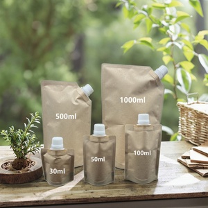 ถุงบรรจุภัณฑ์แบบตั้งได้ชนิดรีไซเคิลได้ ผลิตจากกระดาษคราฟท์ พิมพ์ลายตามสั่ง สำหรับบรรจุของเหลว เช่น น้ำยาซักผ้า เครื่องสำอาง แชมพู พร้อมจุกปิด - Product Image 1