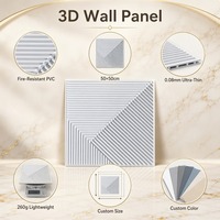 Panel Dinding PVC Anti Air, Anti Api, Motif Garis 3D Embossed Multi Warna Gaya Modern untuk Renovasi Rumah
