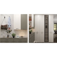 Armoire de plain-pied personnalisée de style ouvert Système d'armoire Panneau de particules pour animaux de compagnie Porte de miroir coulissante Placard ambulant Dressing