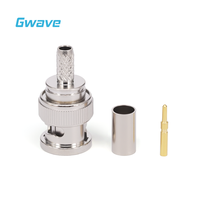 Connecteur RF mâle Gwave BNC-J5 (laiton) à souder et à sertir pour câbles RG142/RG58/RG223, compatible PCB, DC-3G, conforme RoHS