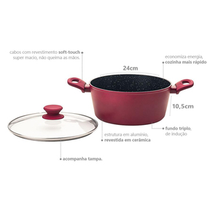 Casserole en céramique antiadhésive de haute qualité, style moderne, compatible induction, pour soupes et ragoûts, en acier forgé - Product Image 4