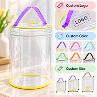 Sac de rangement transparent en PVC en gros, organisateur rond transparent avec fermeture éclair et poignée, logo, taille et couleur personnalisables