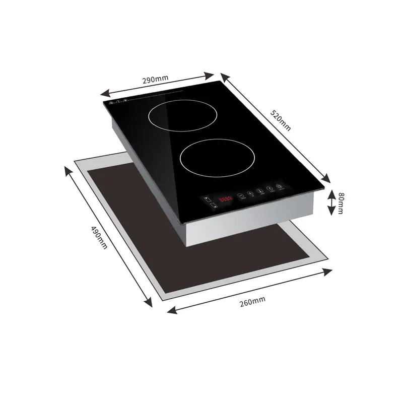 Verticale Domino Dubbele 2 Zone Inductiekookplaat Elektrisch Fornuis