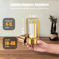 Lanterne en cristal à changement de couleur RVB dorée, lampe de table LED rechargeable sans fil avec commande tactile et télécommande