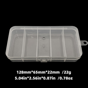 Mini boîte <span class=keywords><strong>de</strong></span> pêche transparente à 5 grilles-Organisateur d'accessoires <span class=keywords><strong>de</strong></span> pêche en plastique pour leurres et crochets - Product Image 4