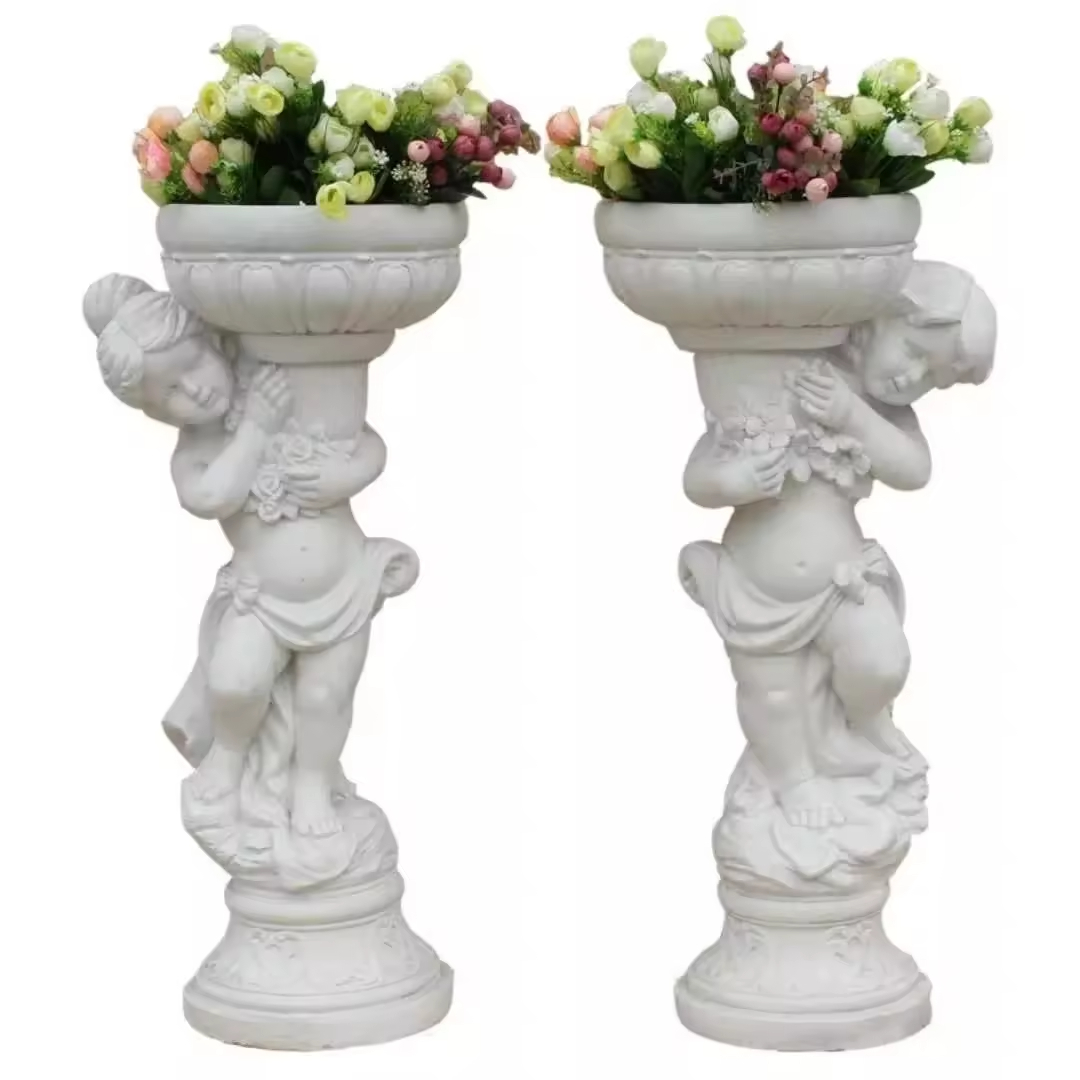 High Quality Hot Sales Sculpture Flowerpot Large Planter Mold Angel Marble Plant Flower Pots Mold