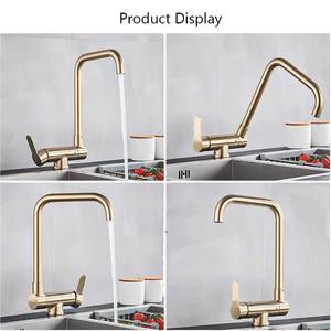 360 Rotation pliant en acier inoxydable évier de cuisine robinet brossé or chaud eau froide sans plomb salle de bain évier robinet <span class=keywords><strong>mitigeur</strong></span> - Product Image 2