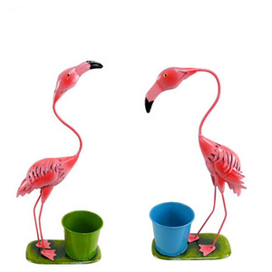Jardinière en métal en forme d'animal flamant rose, dessin animé, revêtement en poudre, légère, durable, faite à la main, unique, art déco pour <span class=keywords><strong>jardin</strong></span> d'intérieur, <span class=keywords><strong>balcon</strong></span>, pelouse - Product Image 1