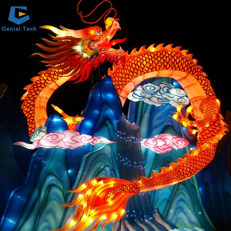 GTCC07 مهرجان فانوس الاحتفال عرض الحرير الصيني التقليدي التنين فانوس لحديقة الحيوان