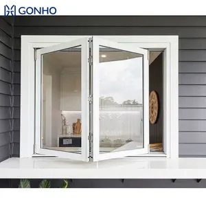 GONHO New Design Exterior Apartment Tempered Glass Safety Balcony Horizontal Folding Window