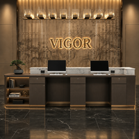 Comptoir de réception incurvé à deux niveaux pour hôtel, spa, salon, clinique, bureau, boutique