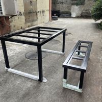 Table à manger mobile en acier inoxydable noir avec 4 chaises, combinaison de meubles de salle à manger pour petit appartement, pièce moderne
