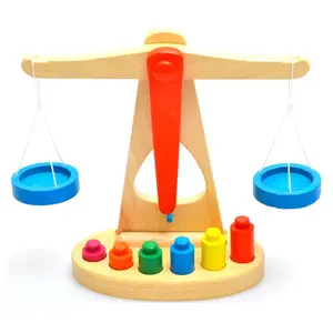 DIY Custom Wood Multicolor Motessori Knobbed Cylinder Blocks Teaching Balance Scales Educational Baby Toys