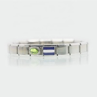 Bracelet de charme italien en forme de lettre N de l'alphabet, drapeaux de signalisation nautique individuels, code maritime international bleu et blanc, pays