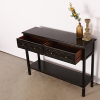 Meilleure table console vintage noire antique de style chinois en bois massif avec 2 tiroirs pour le salon