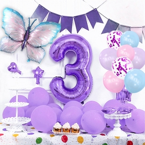 Set di palloncini in lattice di 11 pezzi con lamina di farfalla viola per bambine <span class=keywords><strong>2</strong></span> ° 1 ° numero palloncini in lamina per <span class=keywords><strong>buon</strong></span> <span class=keywords><strong>compleanno</strong></span> decorazioni - Product Image 6