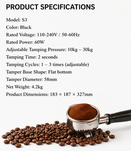 Tasseur à café électrique à pression réglable, compacteur de poudre numérique, machine à tasser l'espresso pour barista de café - Product Image 6