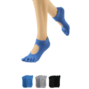 Chaussettes de yoga pour femmes à bout ouvert et dos nu, à cinq doigts séparés, respirantes, antidérapantes avec découpe pour Pilates, Barre et entraînement en studio - Product Image 1
