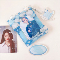 Penyangga Foto Kartu Akrilik Plastik Ramah Lingkungan Seri Bunga KPOP, Dua Sisi, untuk Foto, Hadiah untuk Penggemar Musik