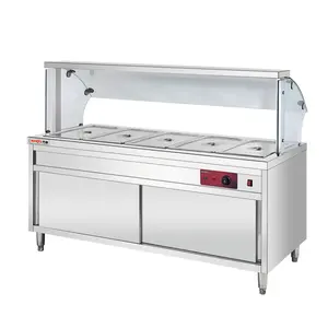 Factory American Restaurant Buffet Kitchen Food Display Warmer Steam Table Electric Bain Marie Showcase with Glass Cover