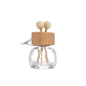 Wholesale 8ml 15ml Empty Clear Square Wooden Luxury Car <b>Diffuser</b> Bottles with <b>Reed</b> <b>Diffuser</b> Sticks Vent Clip - Product Image 1