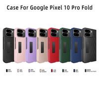 Casing Lipat Google Pixel 10 Pro dengan Penyangga, Kulit Litchi, Pelindung Layar, Perlindungan Penuh, Anti Benturan