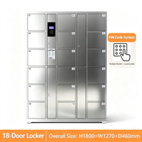Archivador de Acero Inoxidable de Dieciocho Puertas con Cerradura de Código, Solución de Almacenamiento Duradera y que Ahorra Espacio para Oficinas Comerciales y Apartamentos